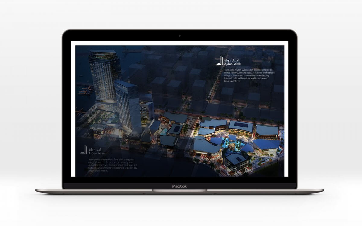 Innovative web design for Ajdan saudi arabia's most innovative real estate developer