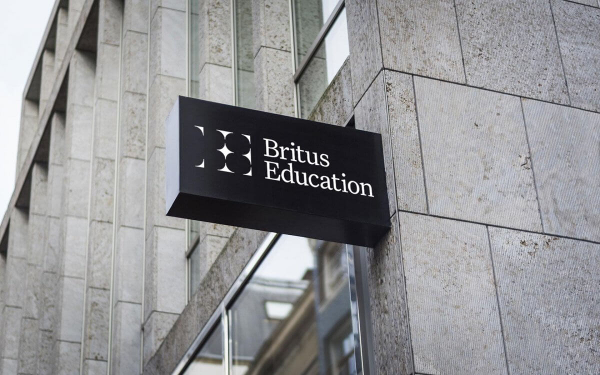 Britus education brand building signage