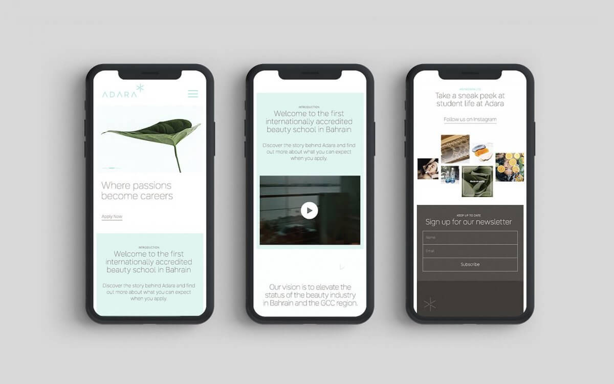 leading web design agency work for Adara training centre