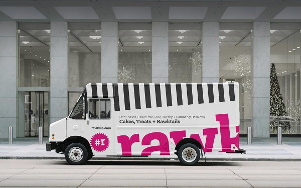 rawk brand identity applied to a van for the listing image